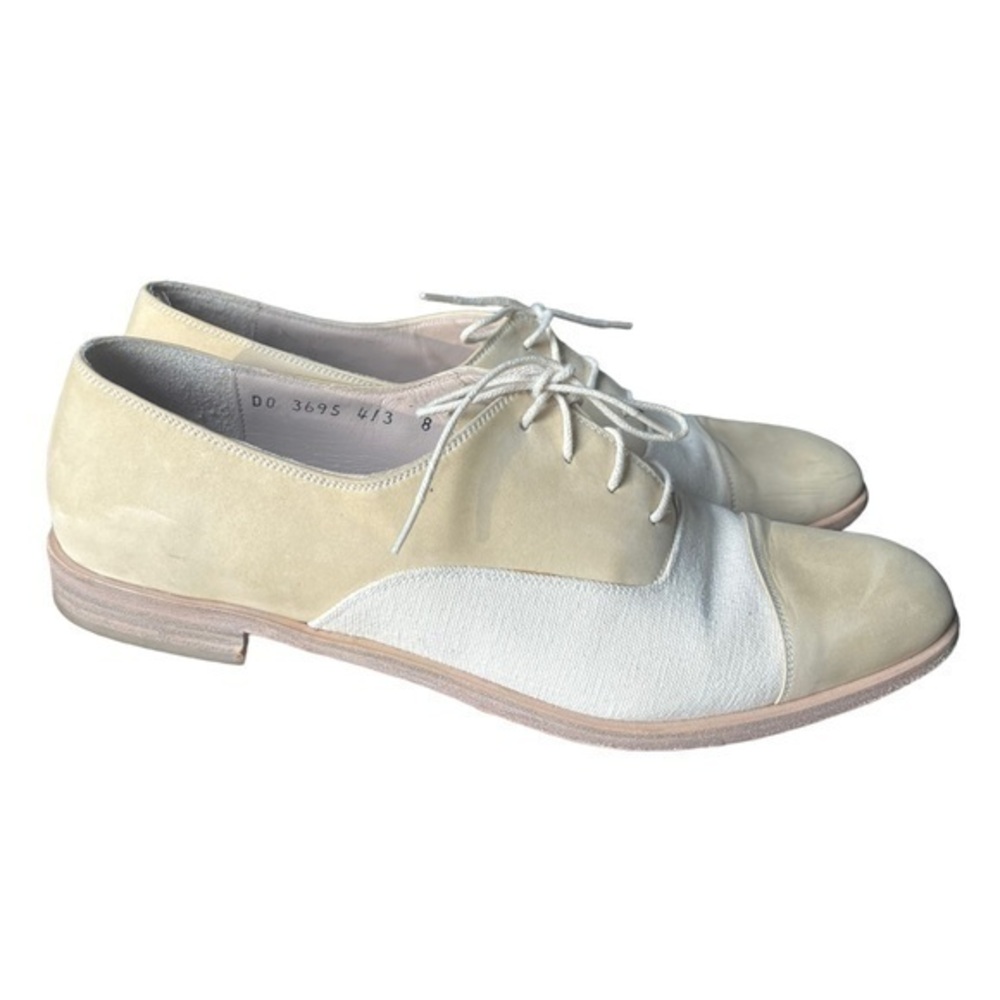 Salvatore Ferragamo cream suede Lace-up loafers size 8 2A (narrow)